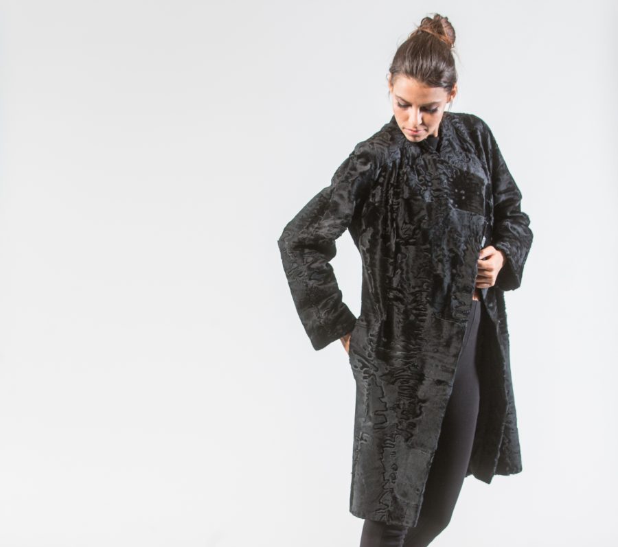 Black Astrakhan Long Fur Coat