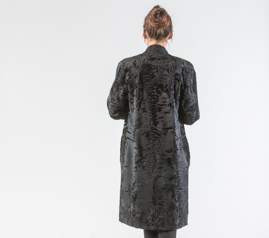 Black Astrakhan Long Fur Coat