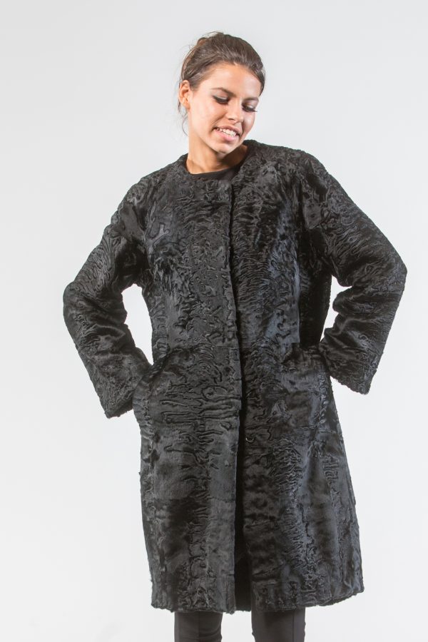 Black Astrakhan Long Fur Jacket