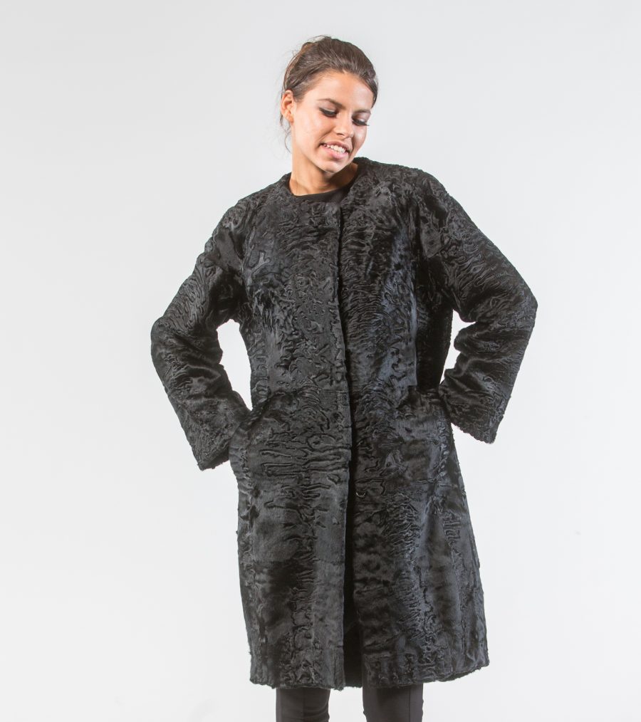 Black Astrakhan Long Fur Jacket