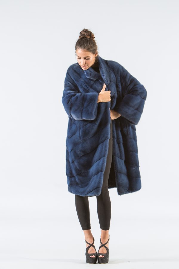Sky Blue Mink Fur Coat - 100% Real Fur Coats - Haute Acorn