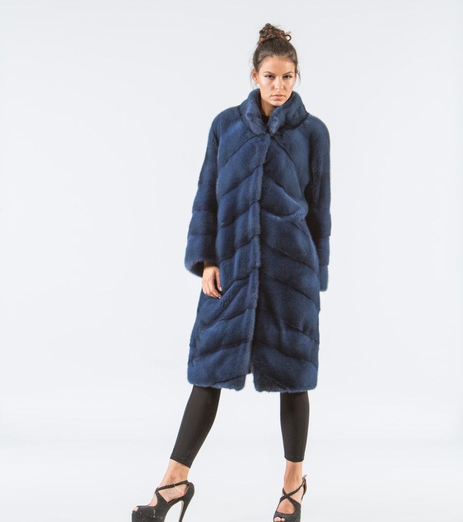 Sky Blue Mink Fur Coat