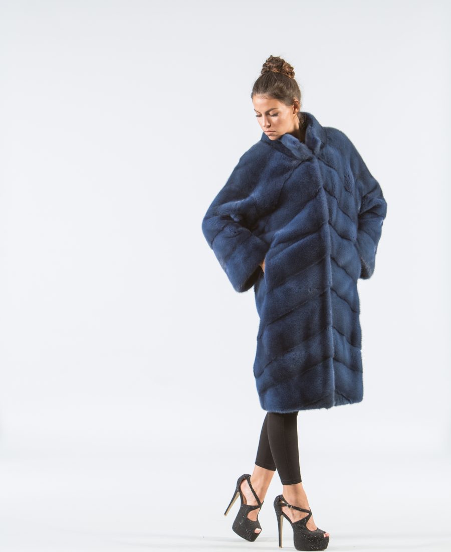 Sky Blue Mink Fur Coat