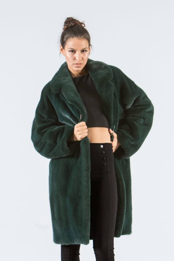 Brunswick Green Mink Long Fur Jacket