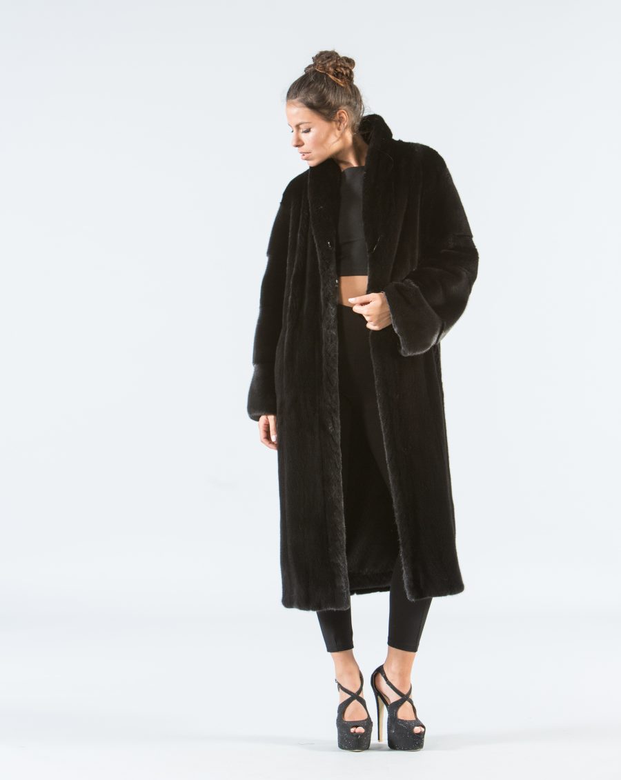 Black Mink Long Fur Coat I 100% Real Fur Coat - Haute Acorn