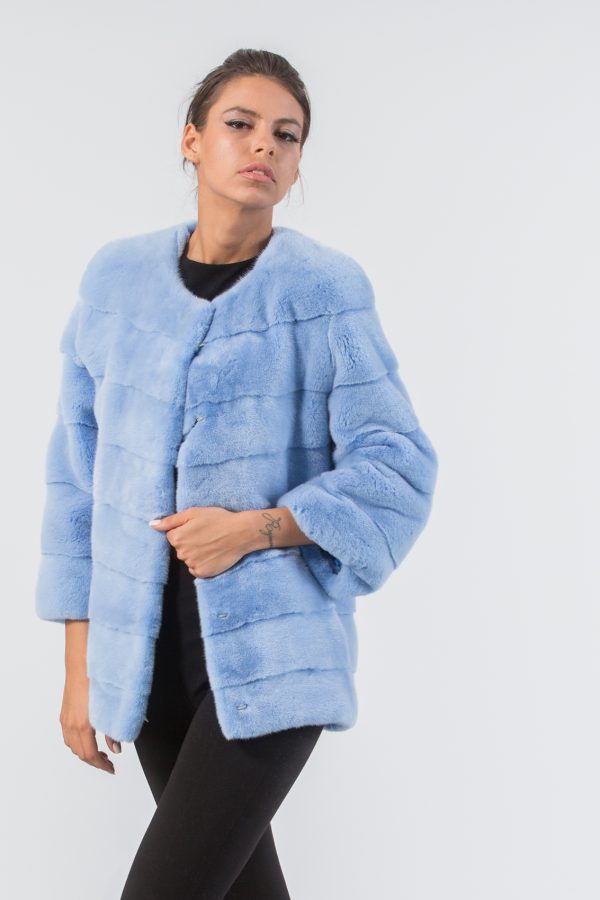 Powder Blue Mink Fur Jacket