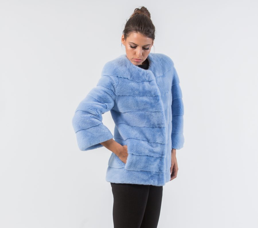 Powder Blue Mink Fur Jacket