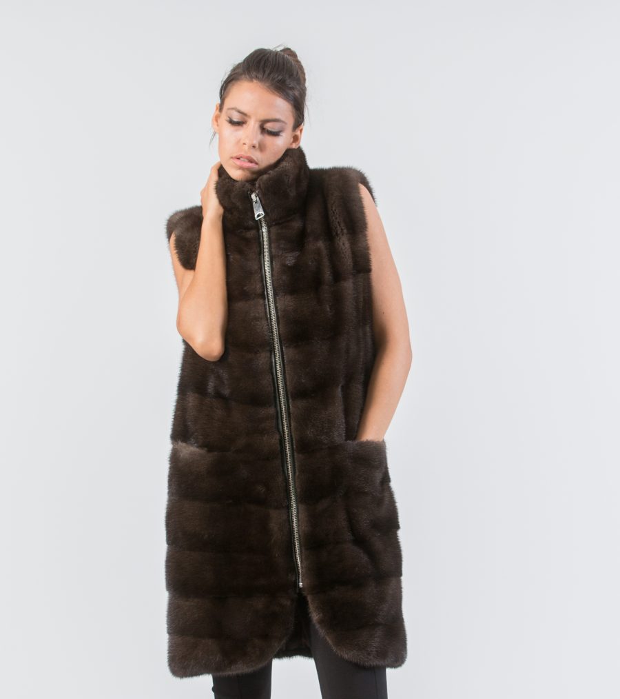 Brown Mink Long Fur Vest