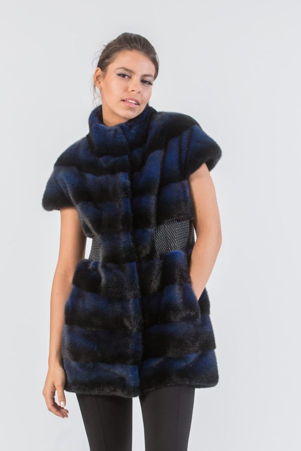 Black and Blue Mink Fur Vest