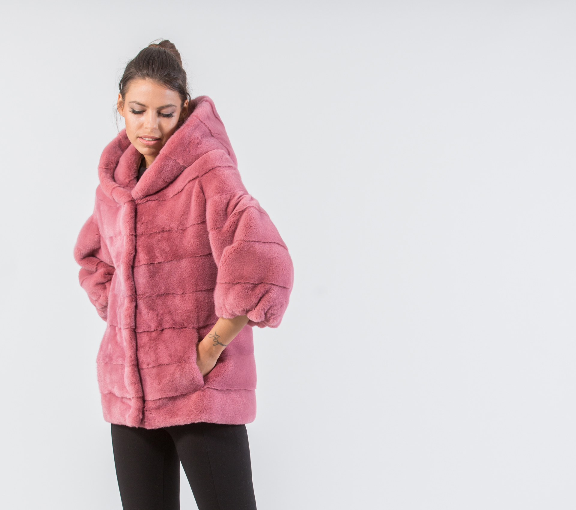 Haute Acorn Light Pink Rabbit Fur Jacket