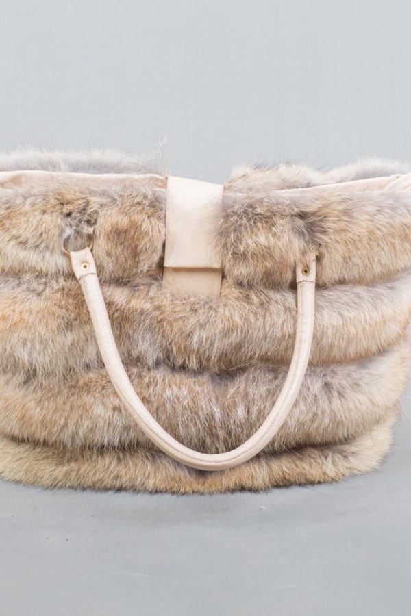 Beige Fox Fur Handbag