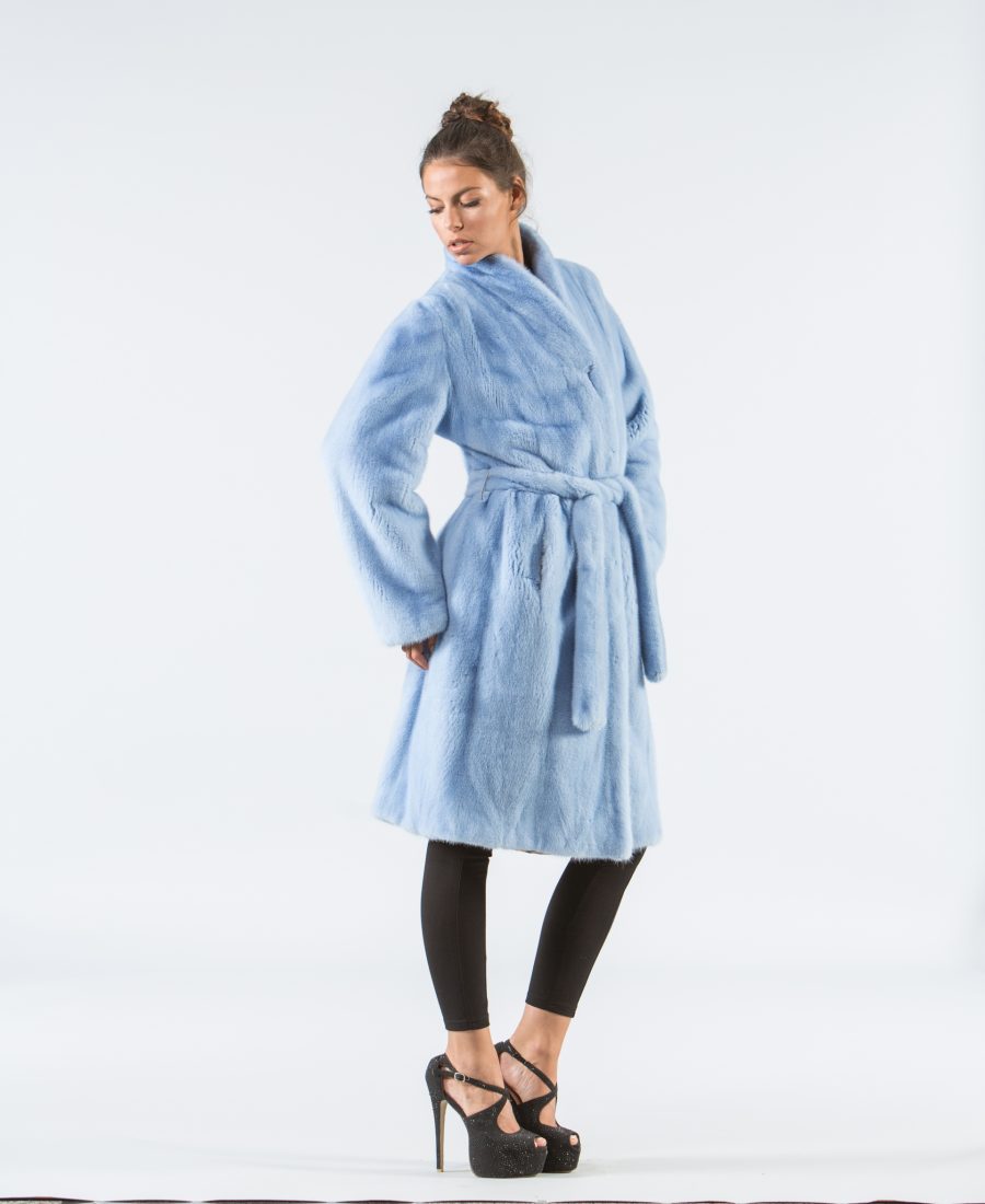 Light Blue Mink Fur Jacket