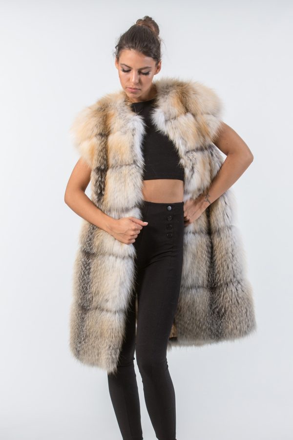 Golden Island Long Fox Fur Vest
