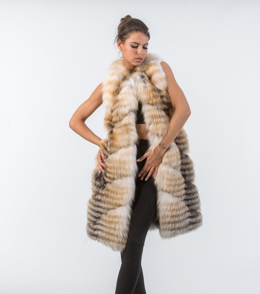 Golden Island Shadow Fox Fur Vest