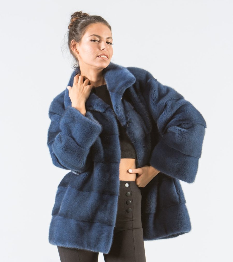 Intense Blue Mink Fur Jacket