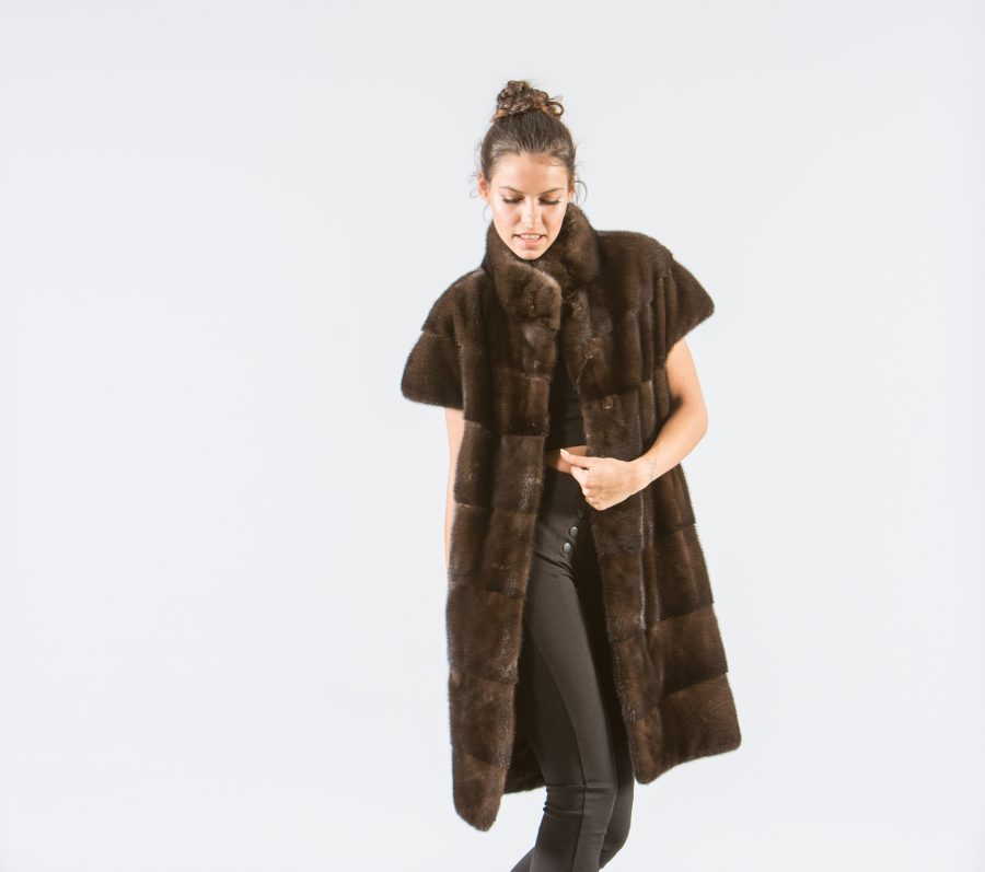 Sc Brown Mink Long Fur Vest