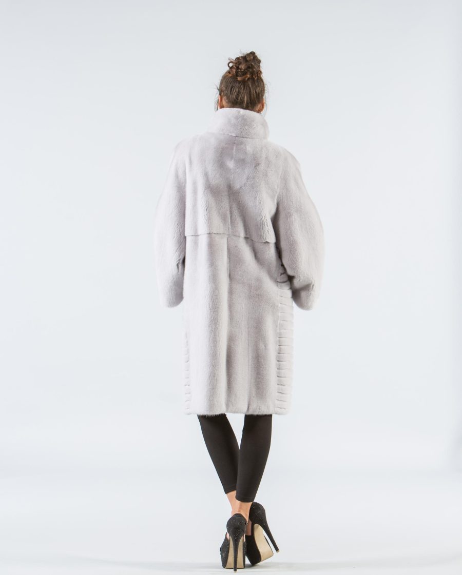 Silver Gray Mink Fur Coat