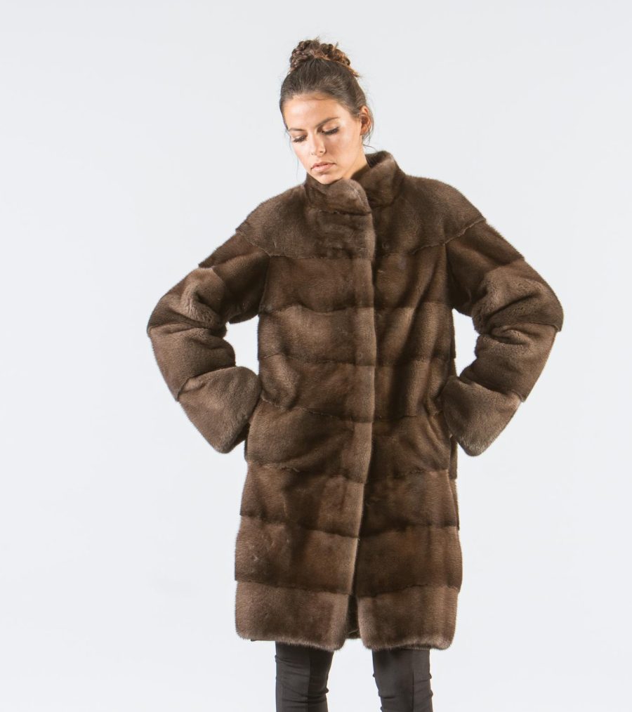 Coffee Brown Mink Fur Jacket - 100% Real Fur Coats - Haute Acorn