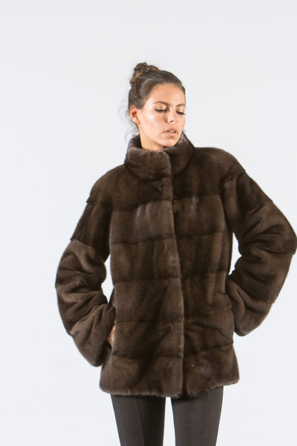 Chocolate Brown Mink Fur Jacket - 100% Real Fur Coats - Haute Acorn