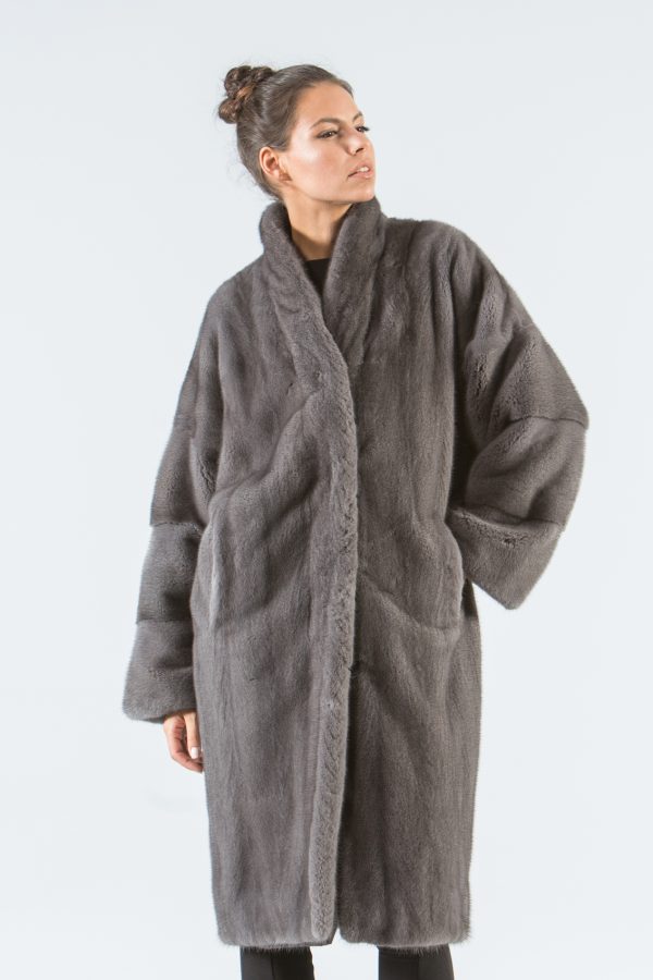 Stone Gray Mink Fur Coat