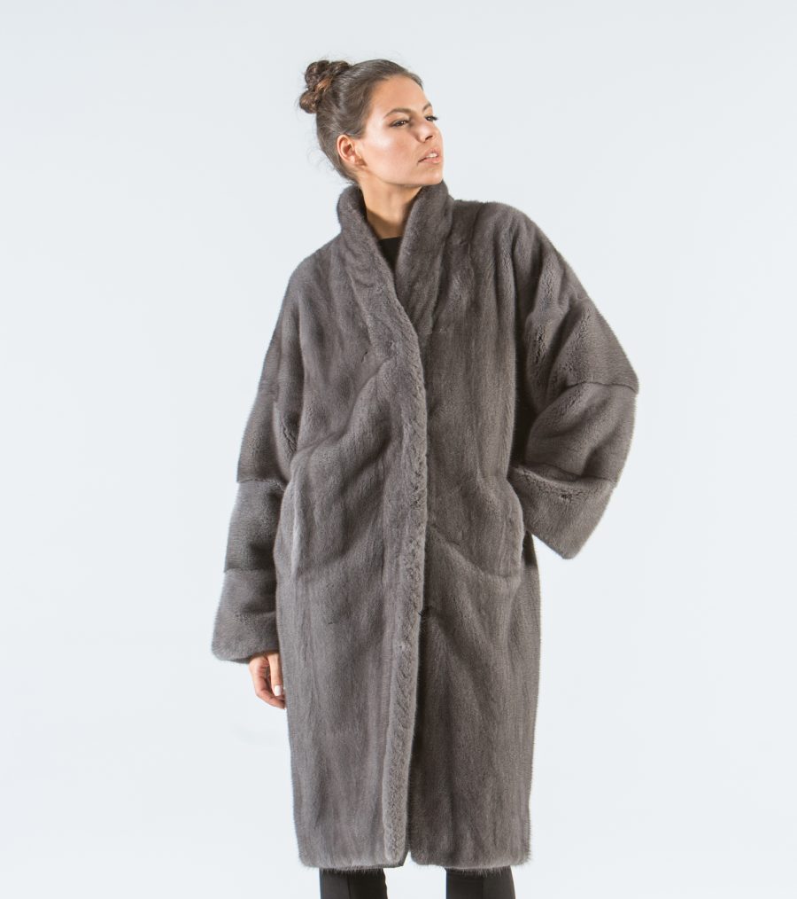 Stone Gray Mink Fur Coat