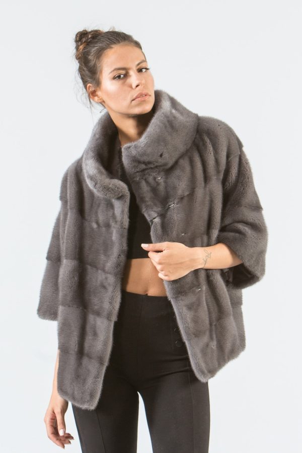 Manzari Gray Mink Short Fur Jacket
