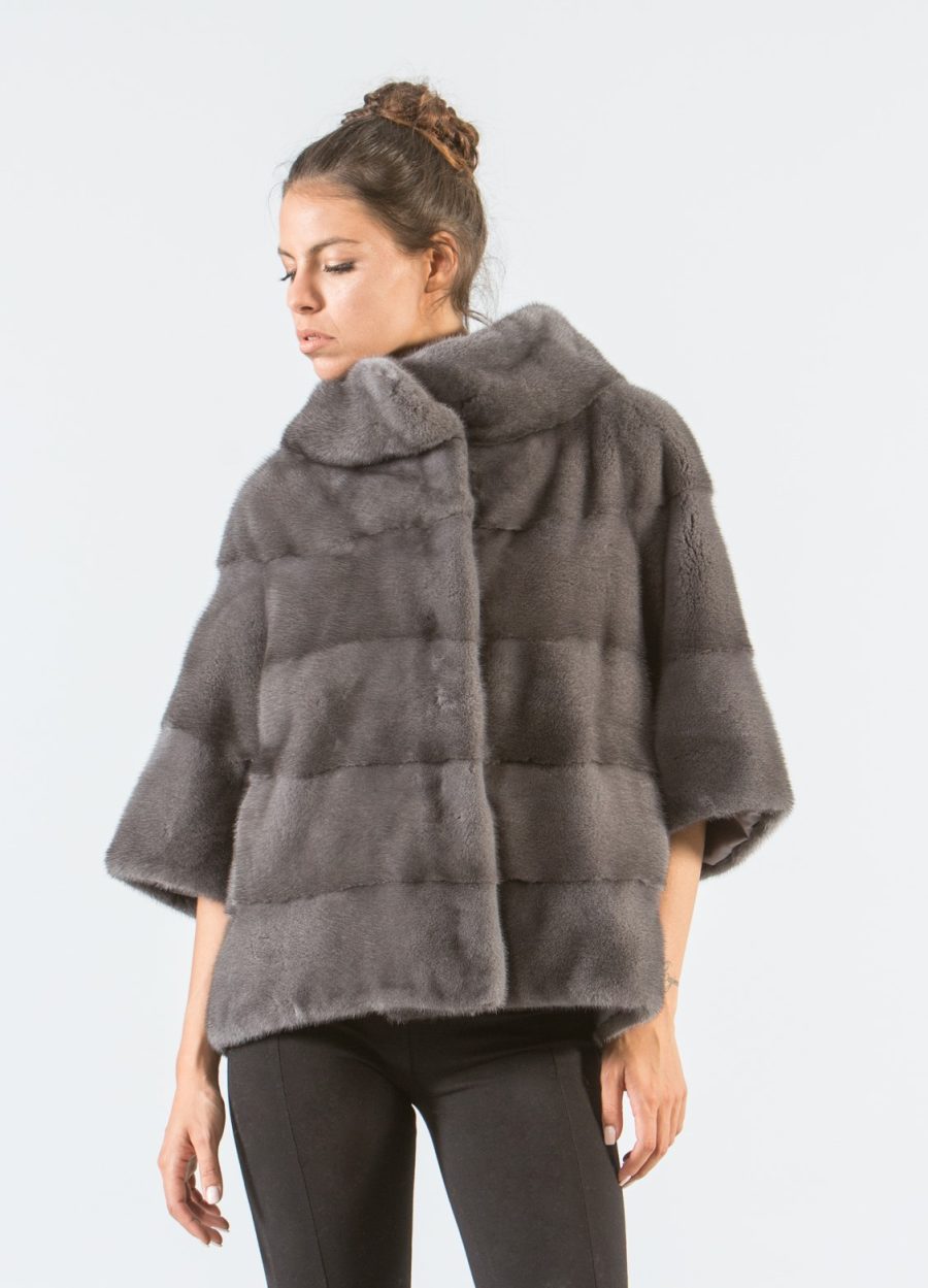 Manzari Gray Mink Short Fur Jacket