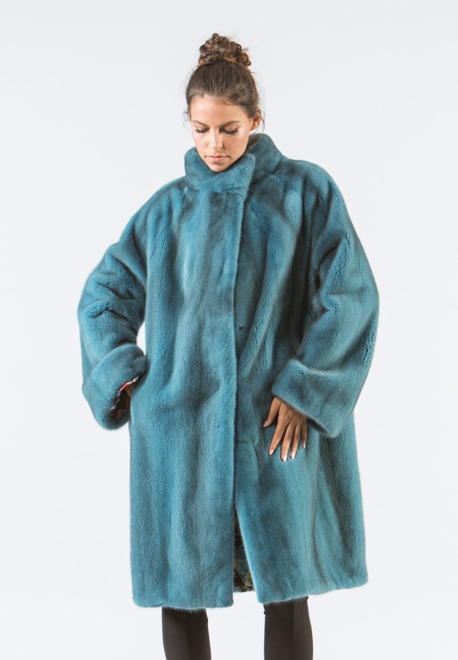 Turquoise Mink Fur Coat