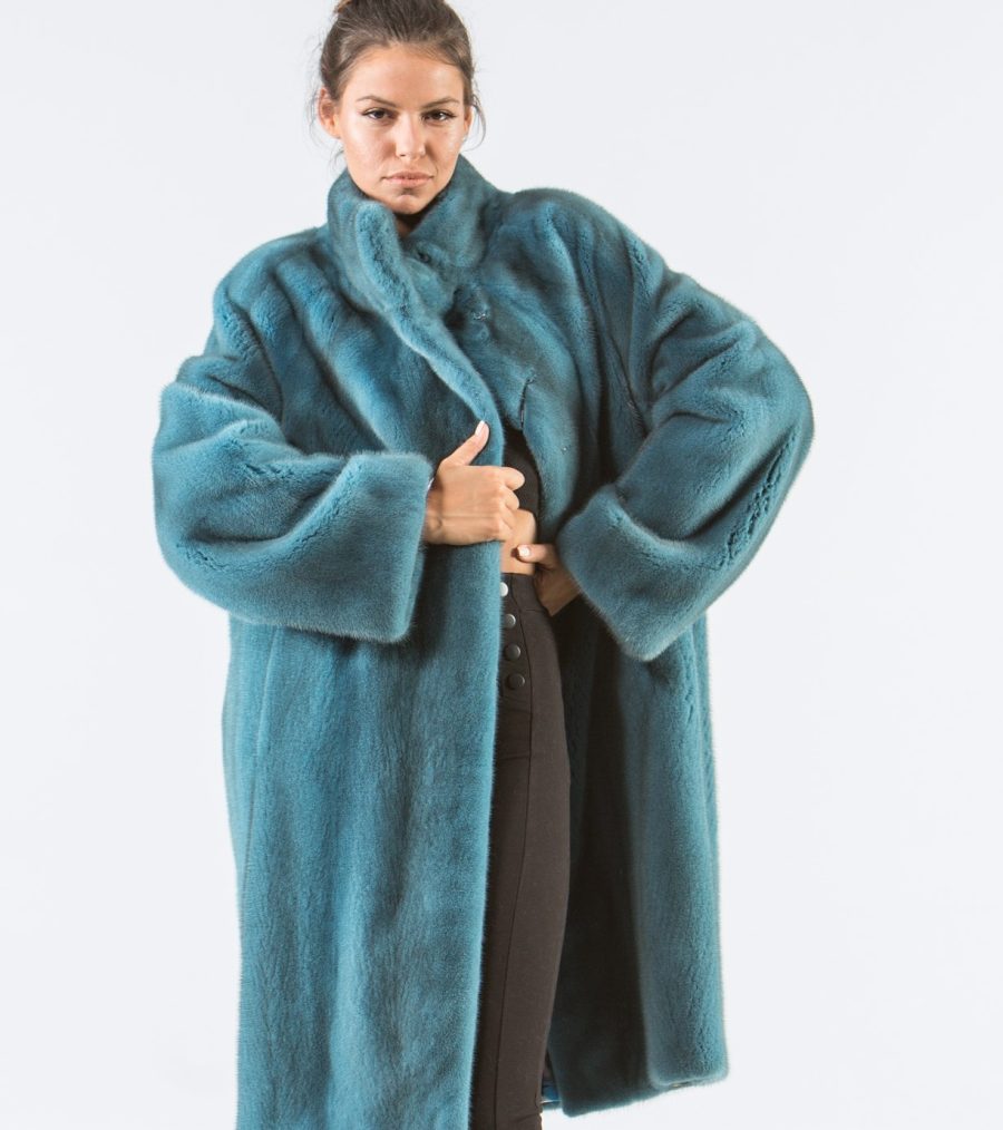 Turquoise Mink Fur Coat