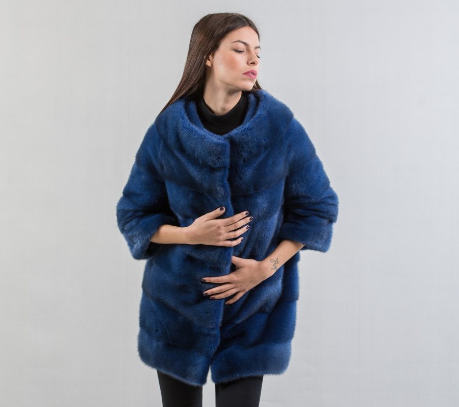 Royal Blue Mink Fur Jacket