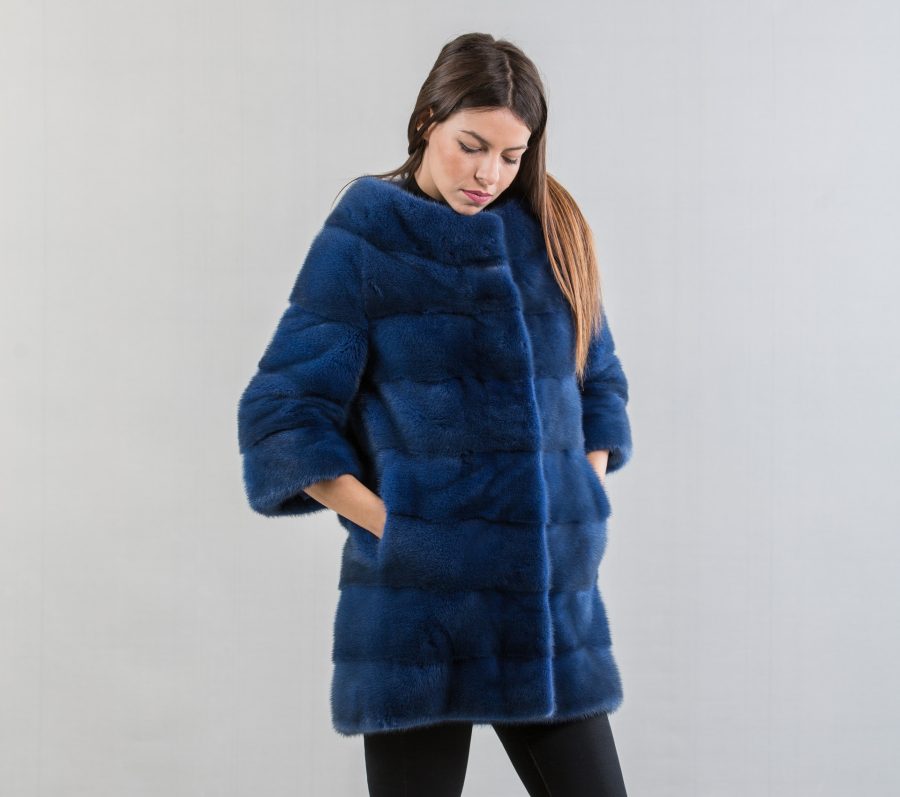 Royal Blue Mink Fur Jacket