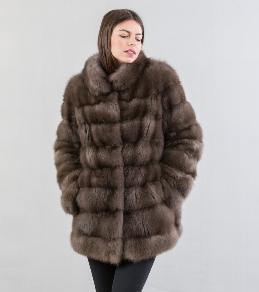Sable Fur Jacket With Short Collar