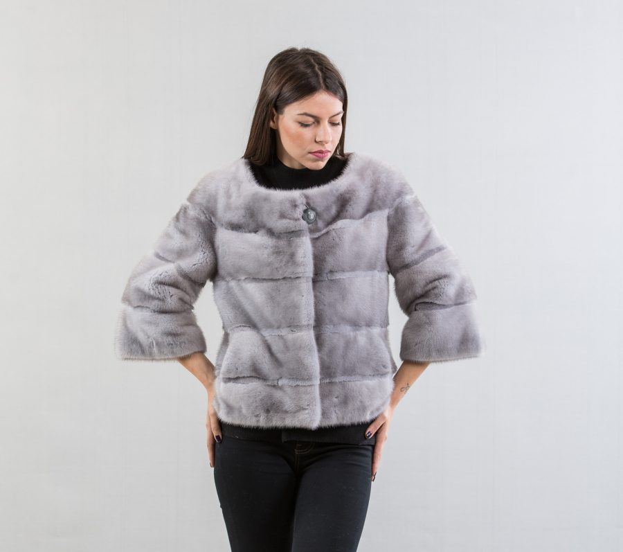 Stone Gray Mink Fur Short Jacket