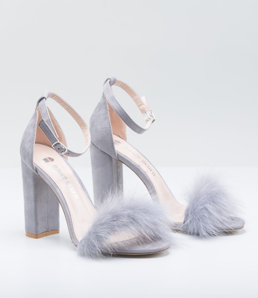 Gray Fox Fur Heels