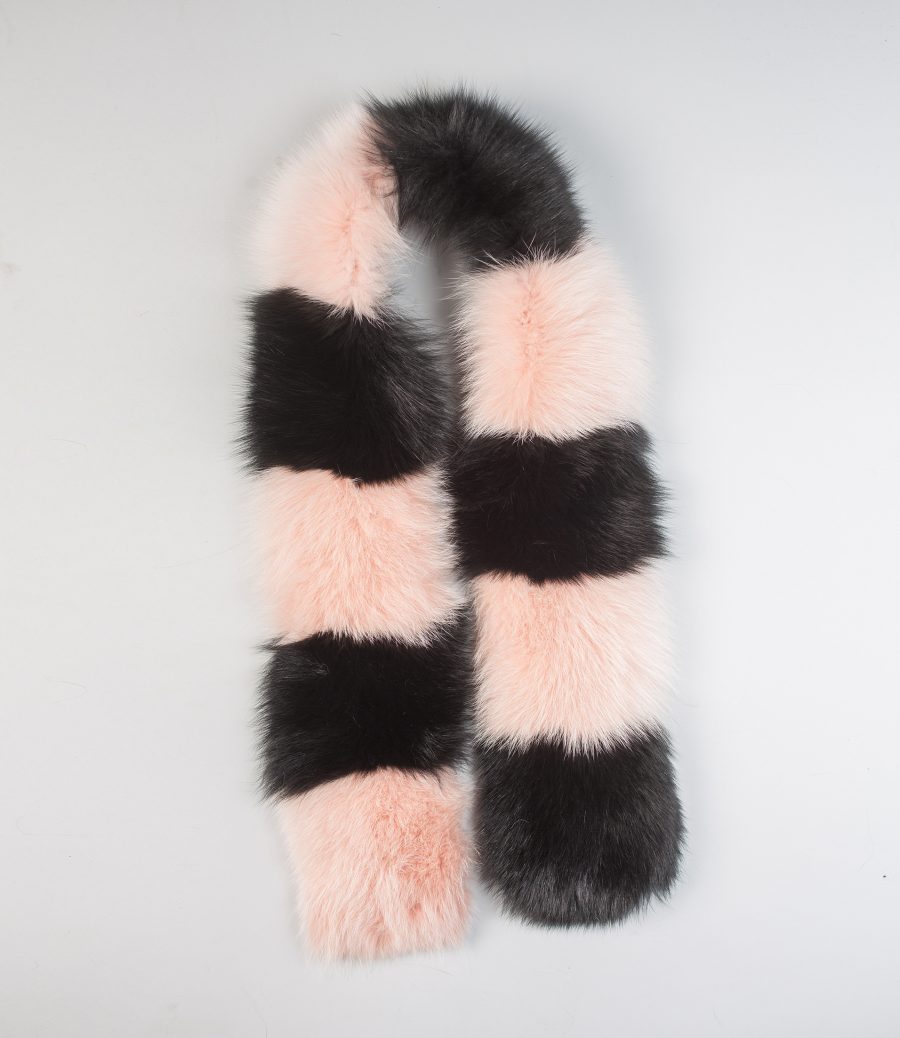 The Black and Pink Fox Fur Scarf