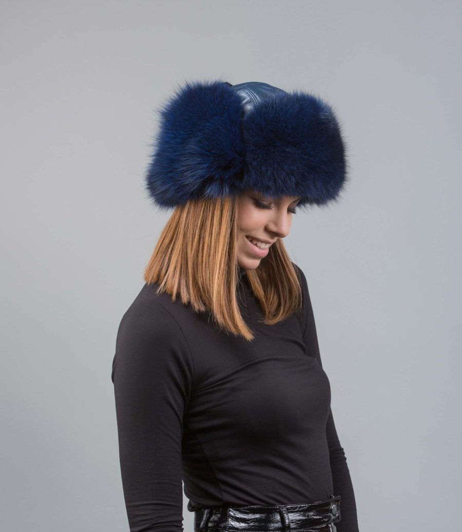 Dark Blue Fur Trapper Hat