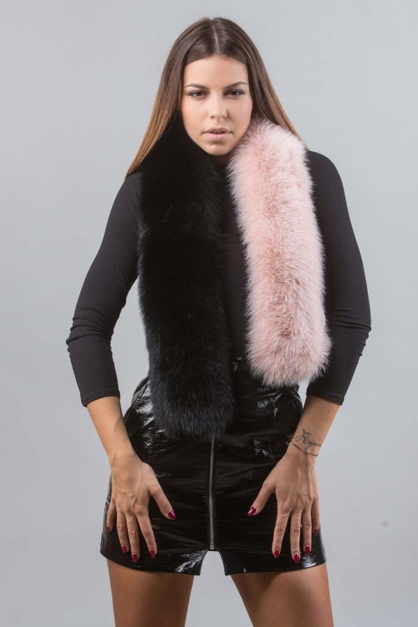 The Pink and Black Fox Fur Scarf