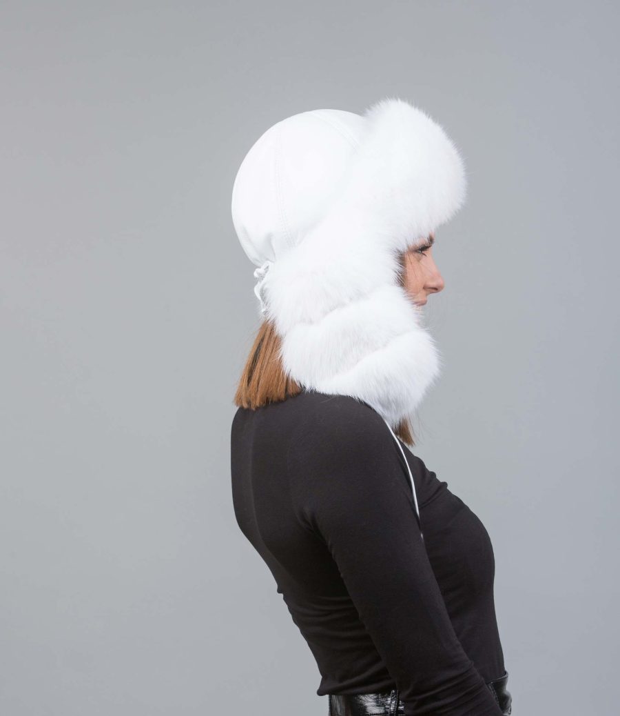 White Fur Trapper Hat