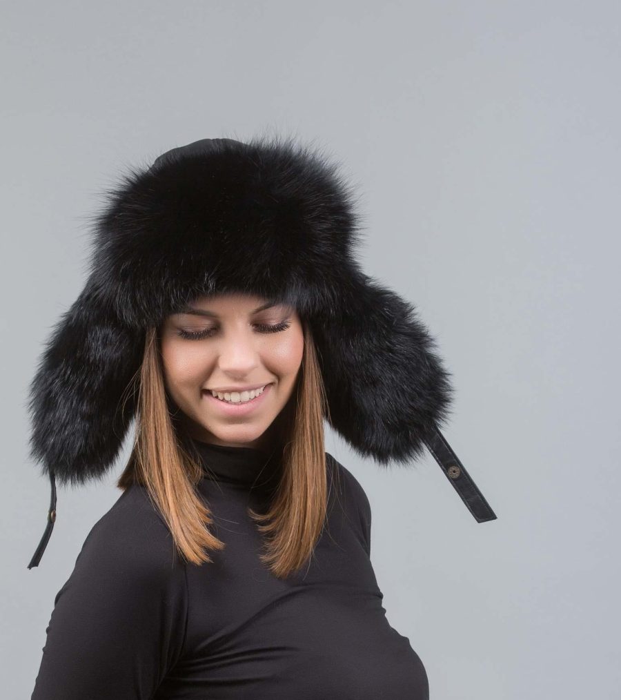 Black Fox Fur Russian Hat