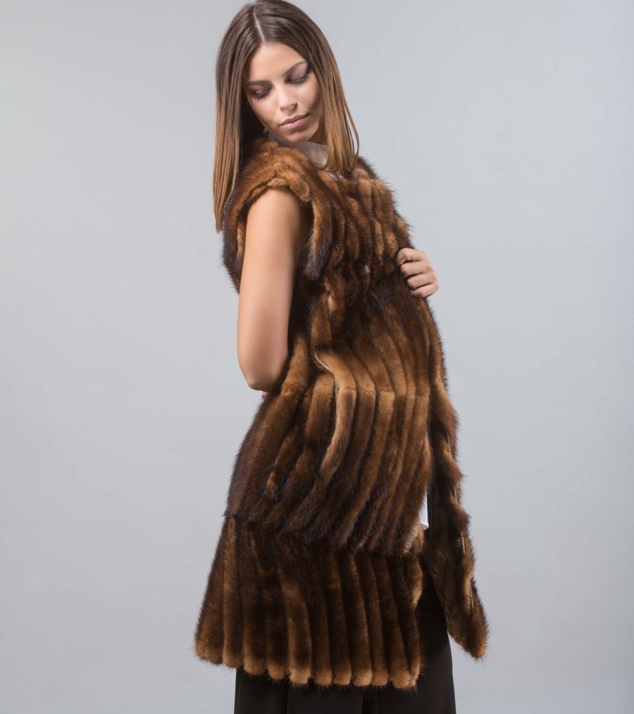 Brown Long Mink Fur Vest