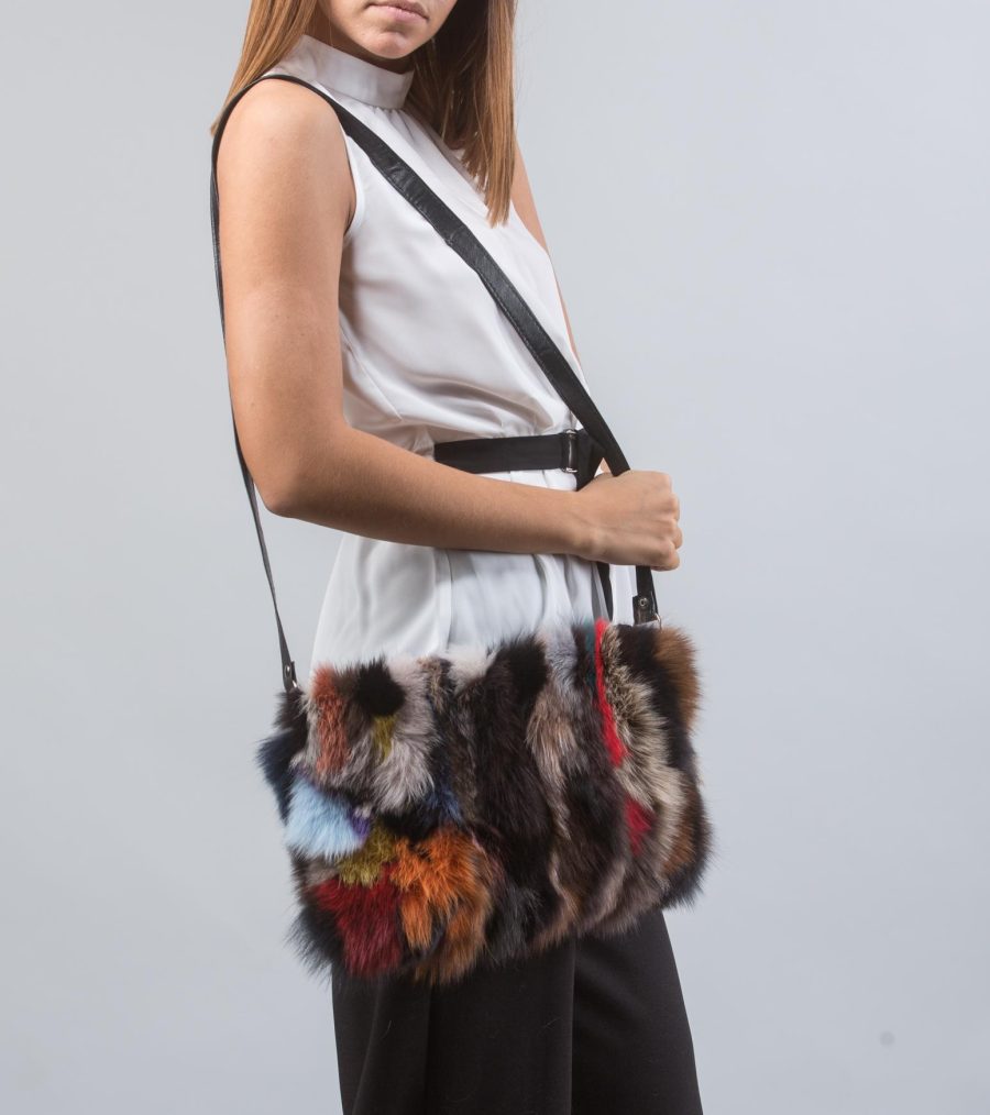 Colorful Medium Fur Clutch Shoulder Bag