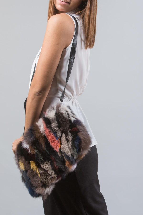 Multicolor Medium Fur Clutch Shoulder Bag