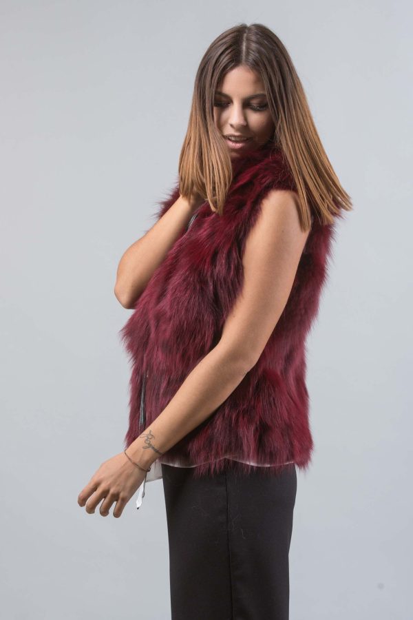 Dark Red Fox Fur Vest