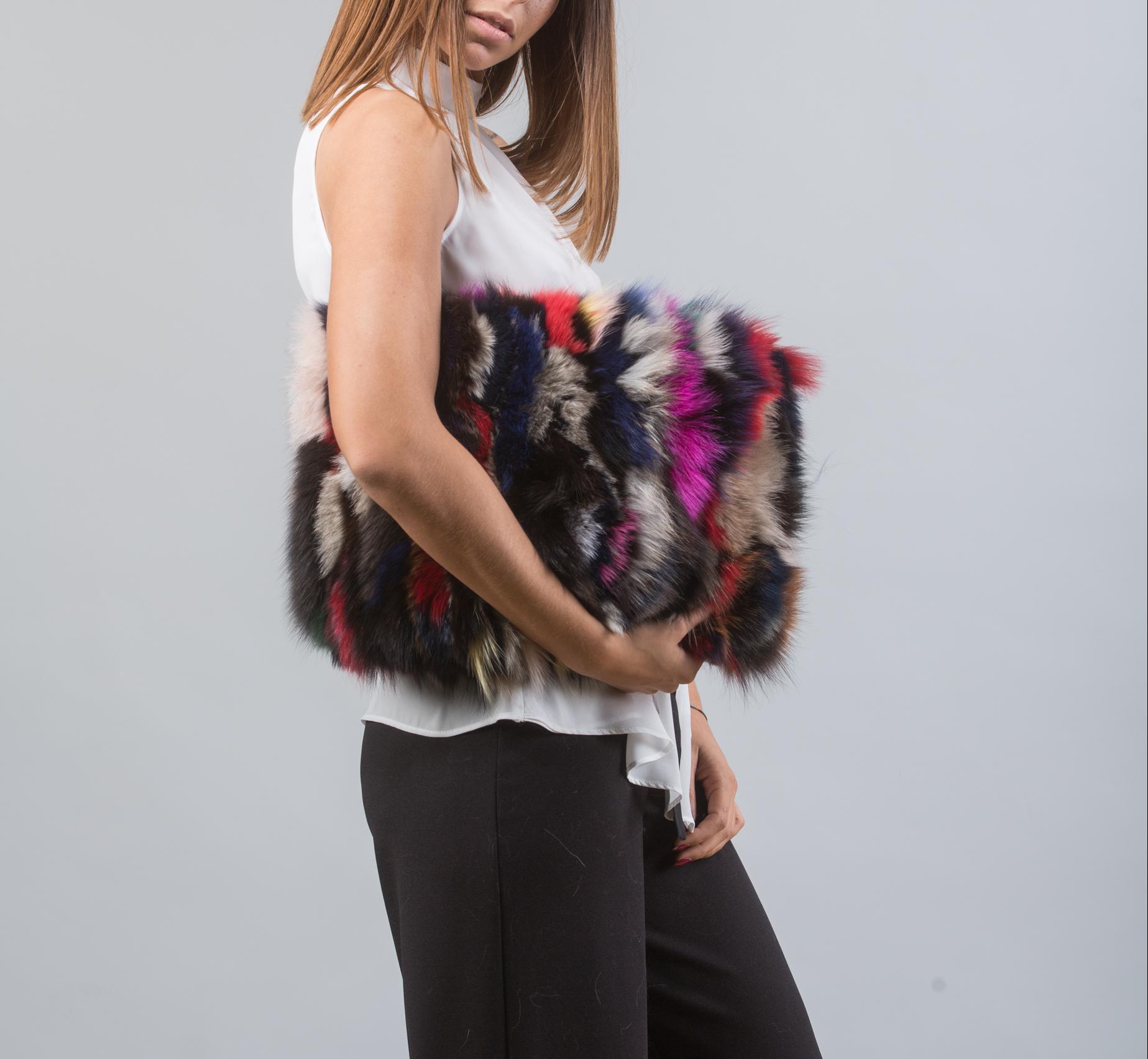 Colorful Big Fur Clutch Bag I 100% Real Fur Accessories I Acorn