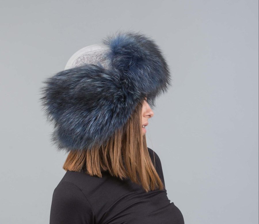 Blue Fox Fur Russian Hat