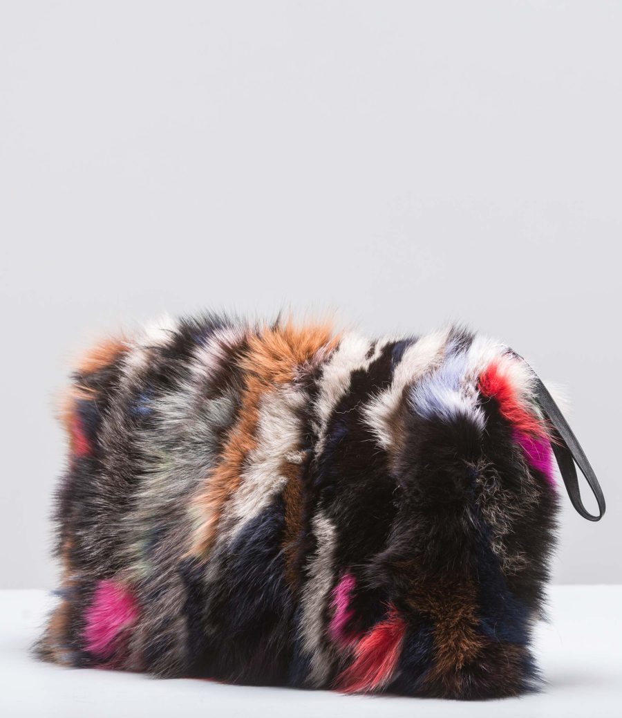 Colorful Big Fur Clutch Handbag