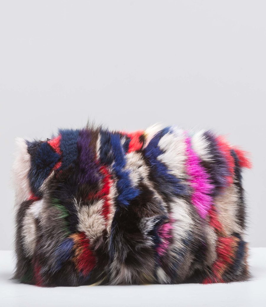 Colorful Big Fur Clutch Bag