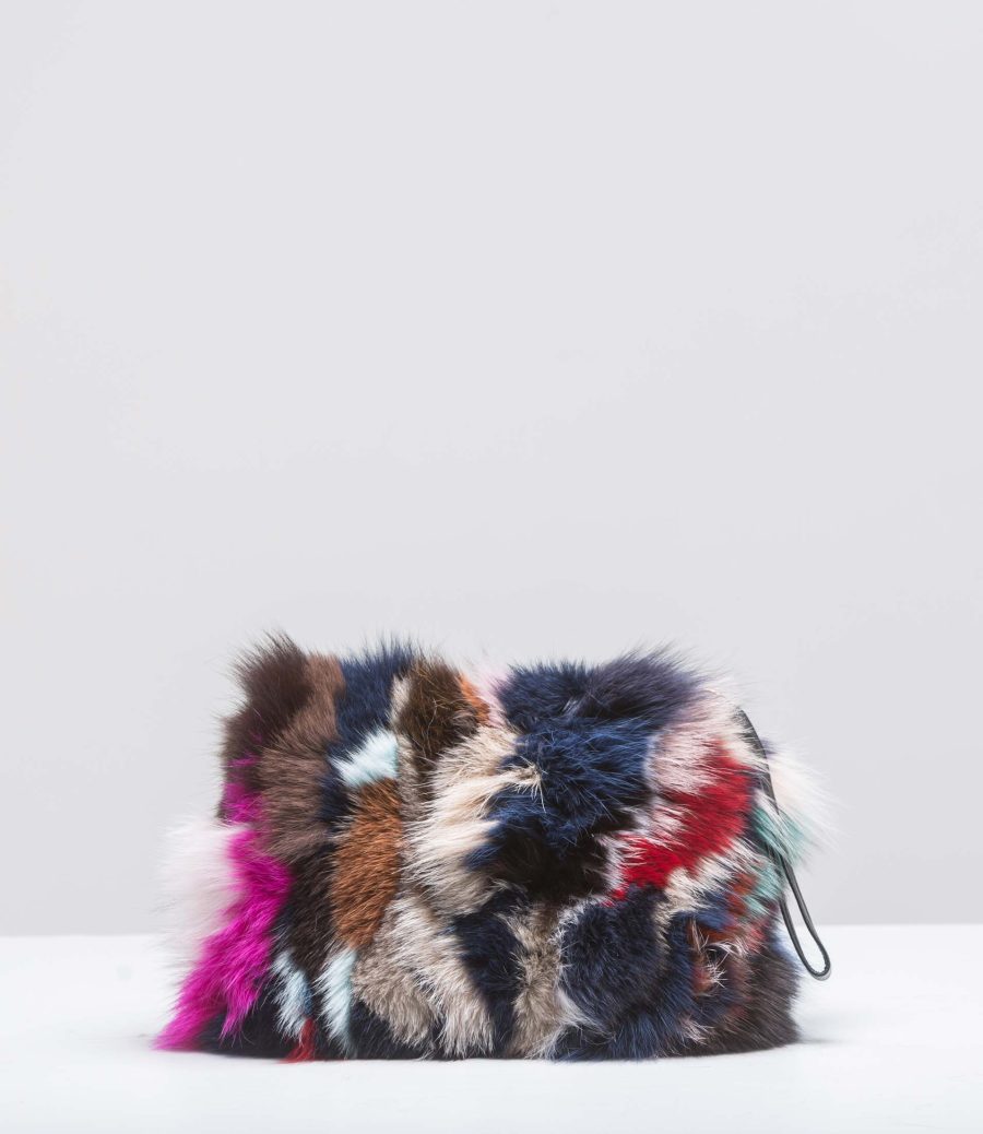 Multicolor Small Fur Clutch Handbag Bag