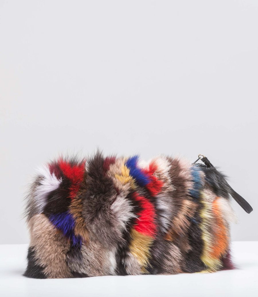 Multicolor Medium Fur Clutch Handbag