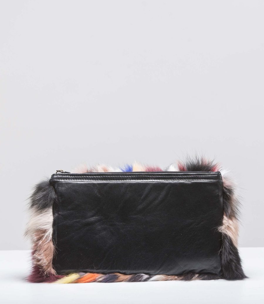 Multicolor Medium Fur Clutch Handbag